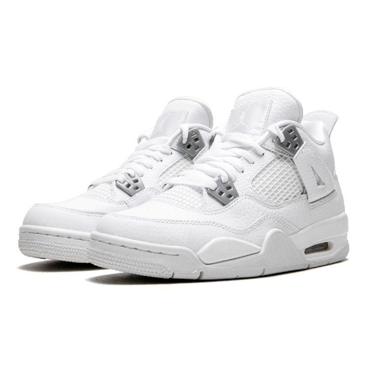 Air Jordan 4 Retro GS Pure Money 2017 Kids Sneakers White Metallic-Silver Pure-Platinum 408452-100