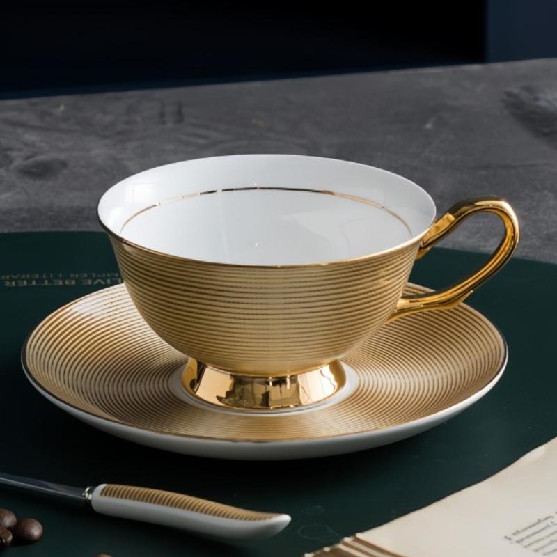 European Coffee Mug Set  Bone China Ceramic Tea set Marble stripe Luxury Gifts Porcelain Drinkware Tea cups Couple Cup Gift box