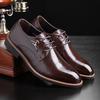 Young men's formal leather shoes men's laces British Korean version business men's shoes pointed low-top casual shoes groom's wedding shoes
