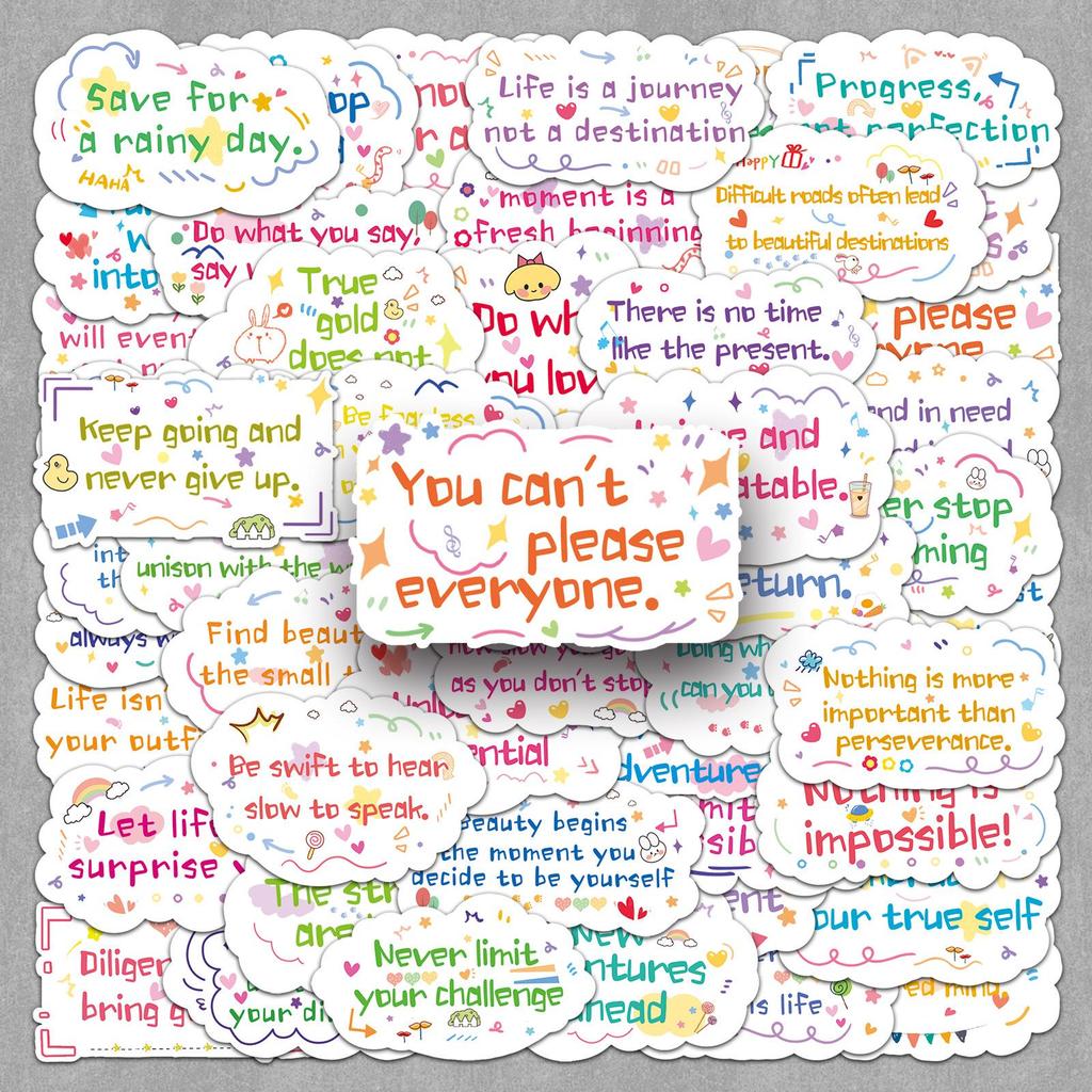 50 Inspiring English Sentence Stickers: Cool, Fashionable, Creative, and Decorative for Backpacks, Computers, Desks, and Cameras.