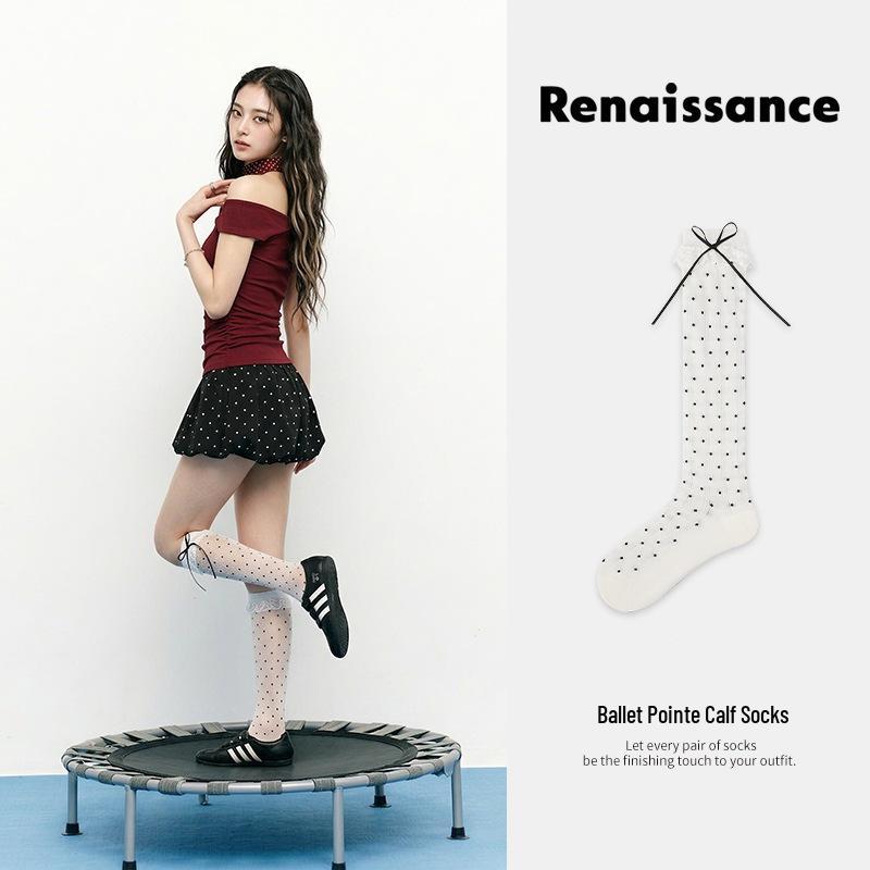 Renaissance Women's Breathable Ballet Dot Ankle Socks - Slimming & Stylish for Spring/Summer