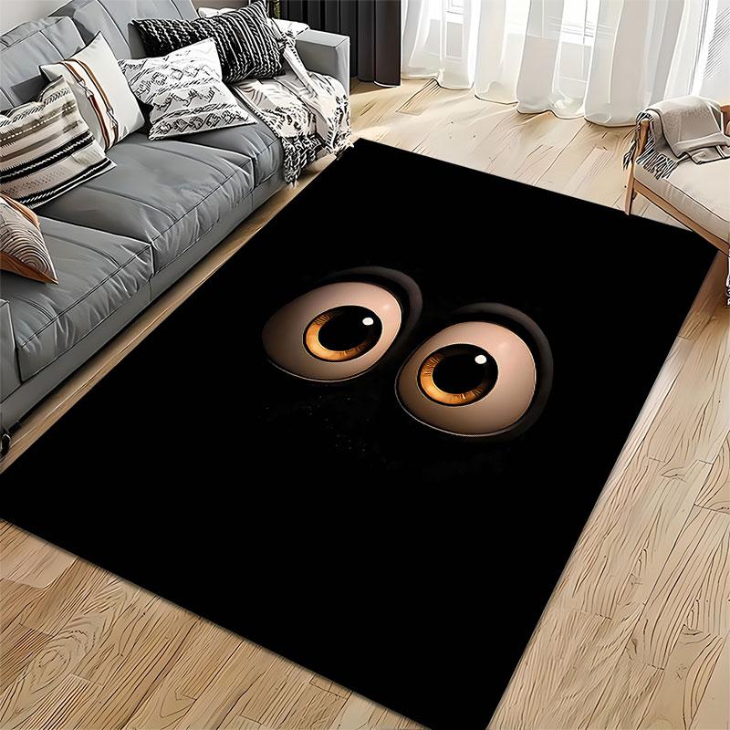 Glowing Eyes on Black Carpet suitable as a non-slip mat for the living room or bedroom sofa
