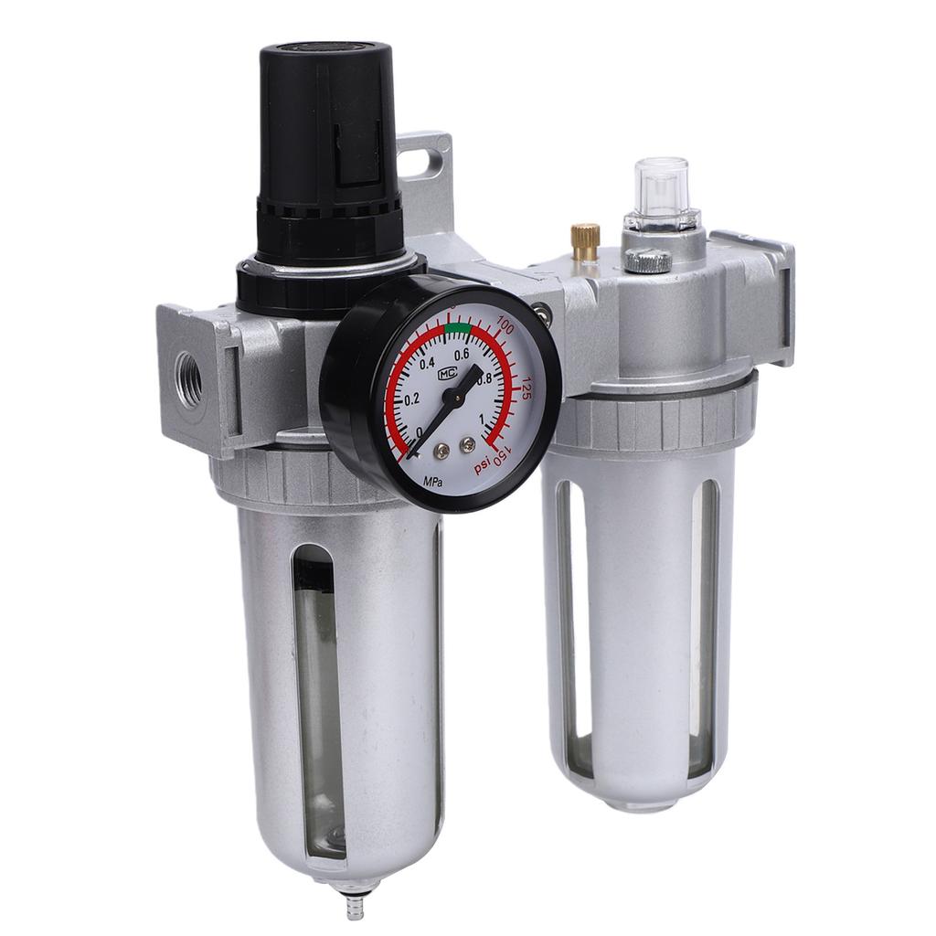 Air Compressor Filter Regulator Combo 1 4in SFC200 Aluminum Alloy Oil Water Separator Semi Auto Drain for Auto Repair