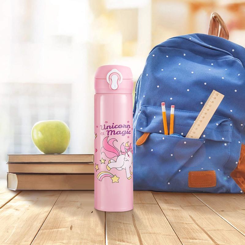 500ML Unicorn Water Bottle For Children Stainless Steel Thermos Bottle Drinkware School Water Bottle For Girls Leakproof Cup