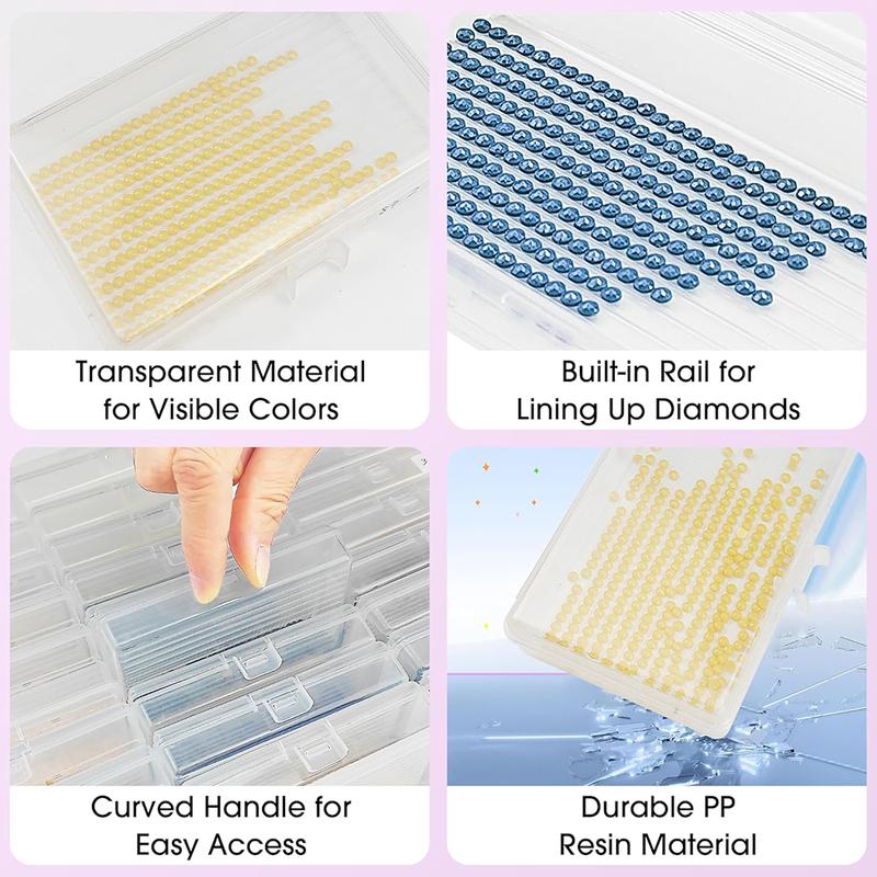 2 in 1Diamond Art Tray Storage Box, Diamond Printing Tools Accessories, Desk organizer Box For DIY Crafts Accessories Jewelry Be