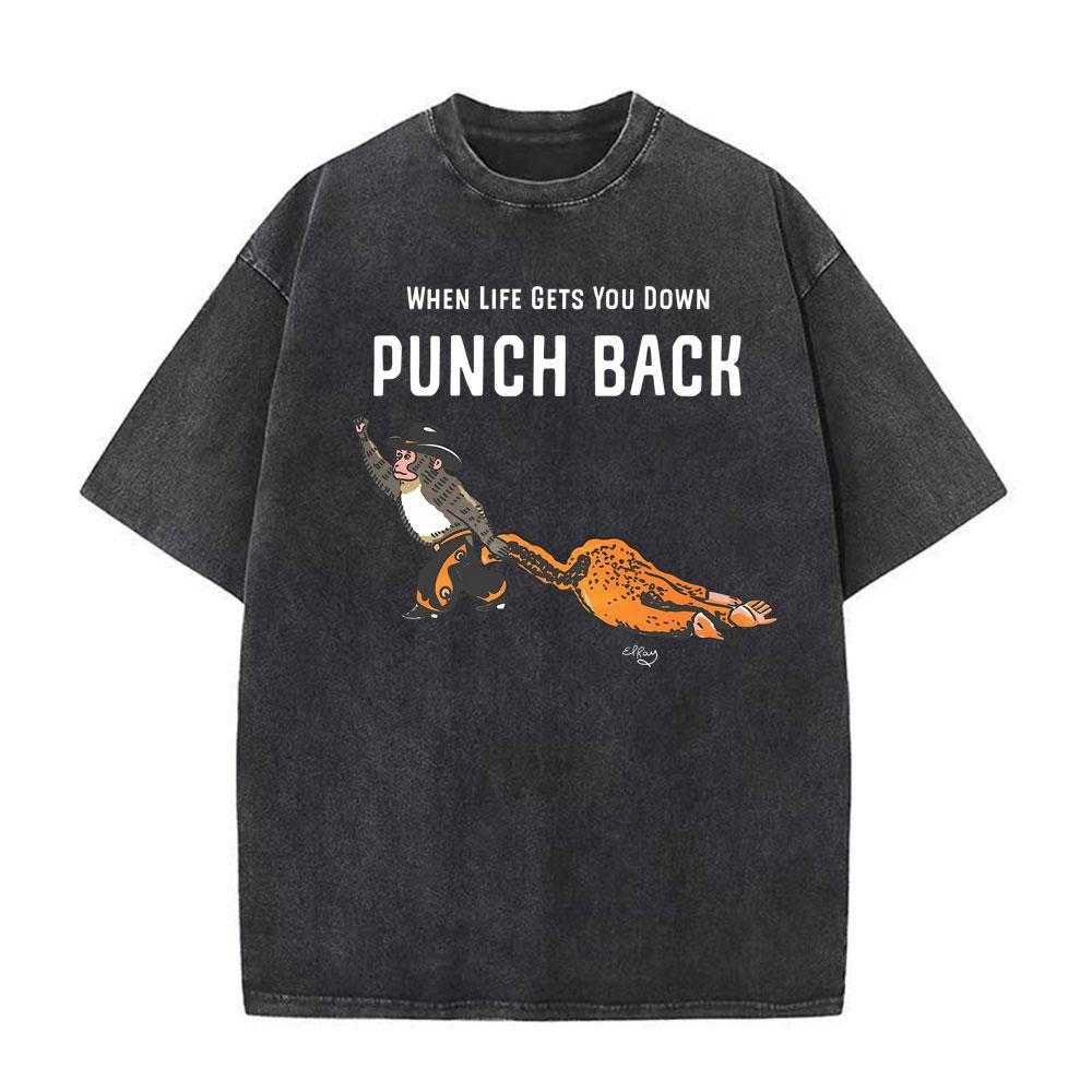 Punch The Funny Monkey Graphic T Shirt Unisex Women Clothing High Quality Crewneck Tshirts Oversized Vintage Washed Humor T Shirts