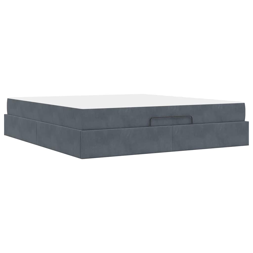 Bed Frame with Mattress 2 pcs Dark Grey Velvet