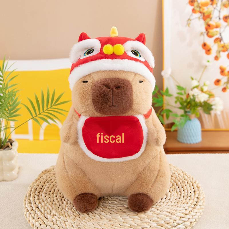 

Capybara Lion Dance Plush Doll - Cute Cartoon Stuffed Animal, Soothing Year of the Snake Decoration, Perfect Birthday Gift 35 cm, 0.38 kg