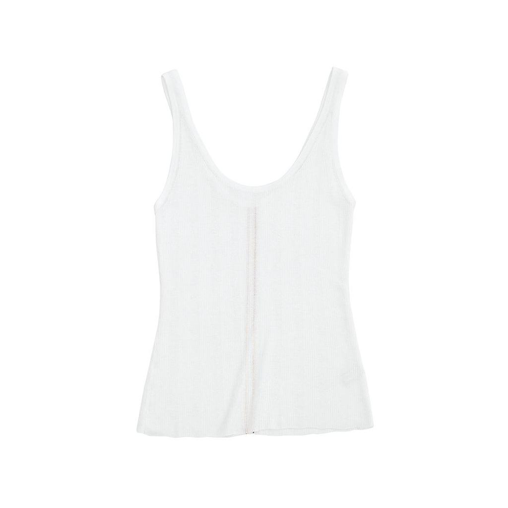 Spring Casual Tencel Linen Rib Knit Tank Top - Women’s Versatile Solid Color