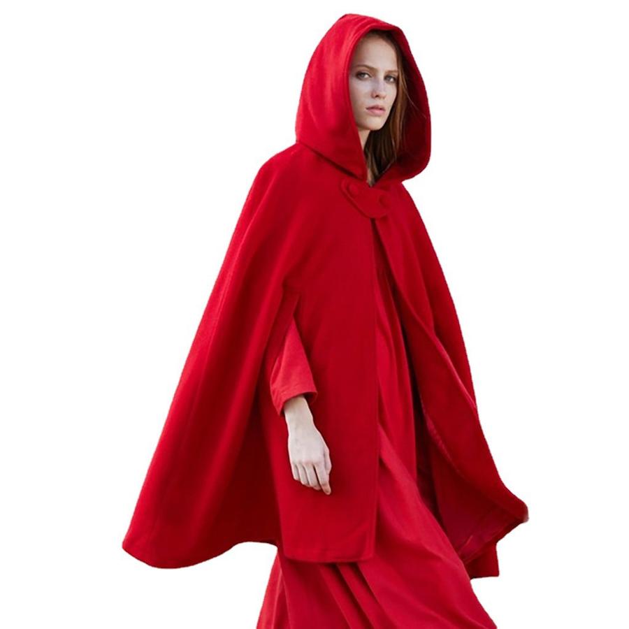 Fall Winter Women's Punk Loose Hood Button Wool Coat Over Size for Women,