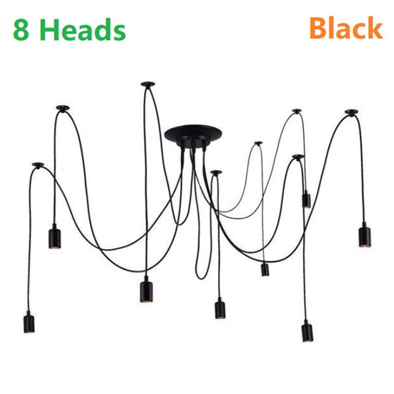 

3/5/6/8 светодиодный светильник современный ретро большой паук лофт винтажный подвесной светильник E27 подвесные светильники 8 Heads чёрный