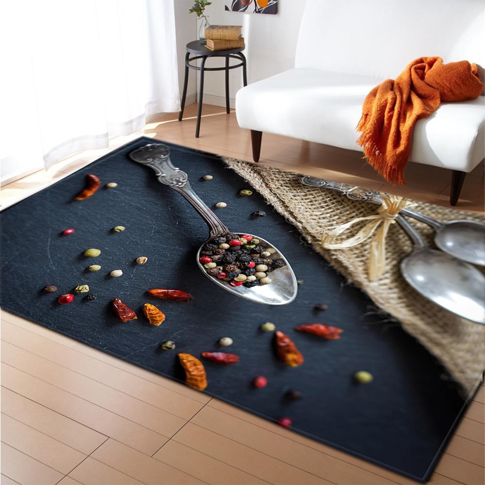 Kitchen Condiments 3D Carpet for Boys Girls Bedroom Seasoning Living Room Area Rug Absorbent Kitchen Rugs Anti-Slip Bathroom Mat