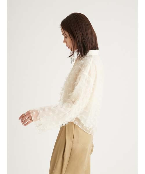 Emi Flower Tulle IVR Women's Blouse, 13WFB251046,