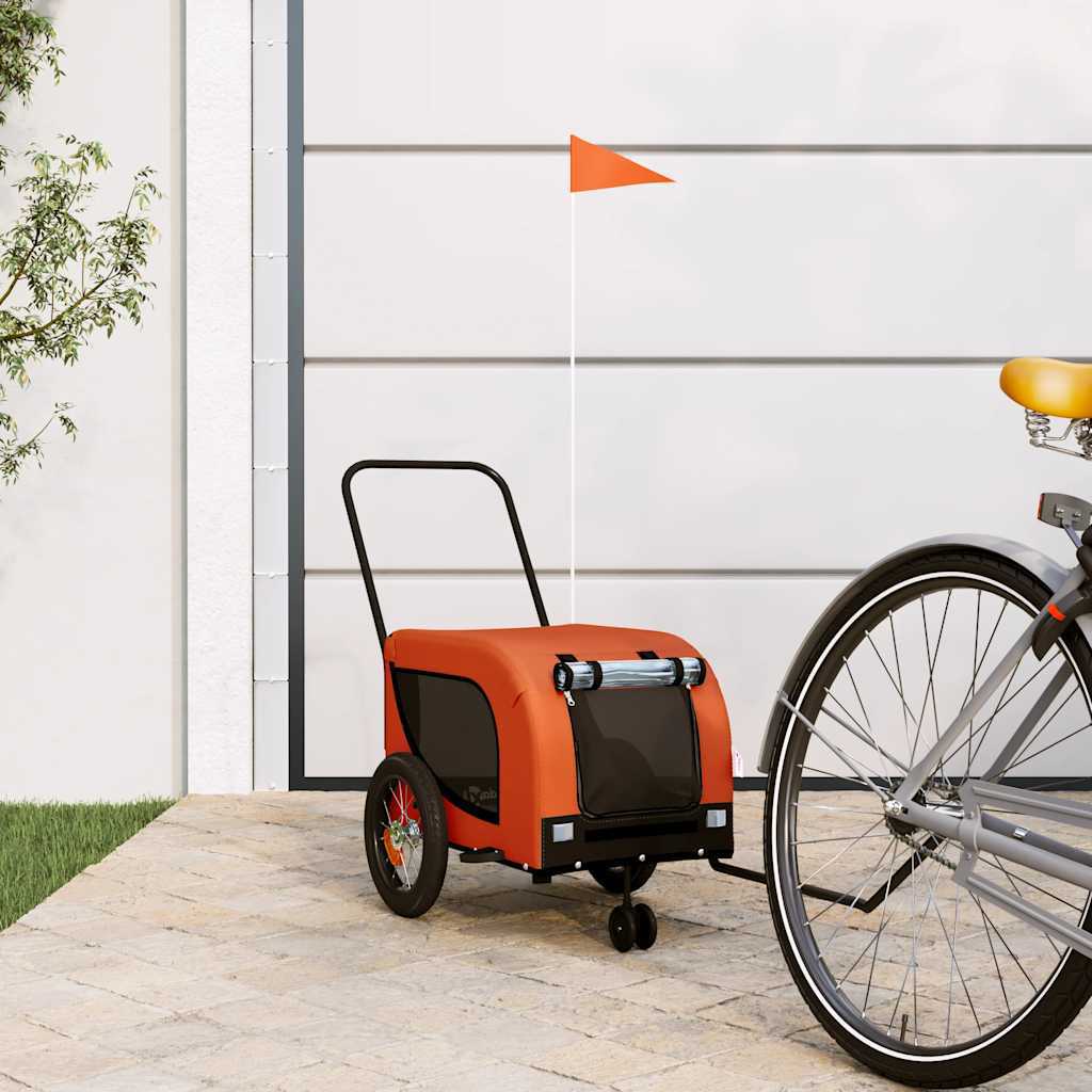 vidaXL Fahrradanhänger Hunde Orange und Schwarz Oxford-Gewebe & Eisen orange