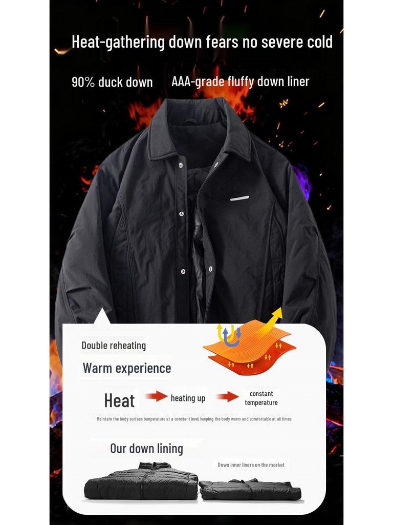 Men's Lightweight Warm Down Jacket - Autumn/Winter 2025: Trendy Versatile Lapel Coat, Plus Size Available