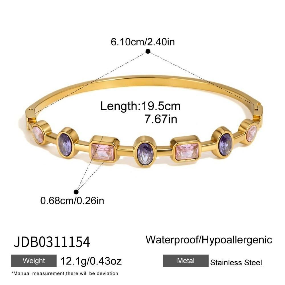 New Colored Geometric Zircon Bracelet Dainty Multicolor Zircon Bangle Gold Plated Stainless Steel Hand Chain Gifts
