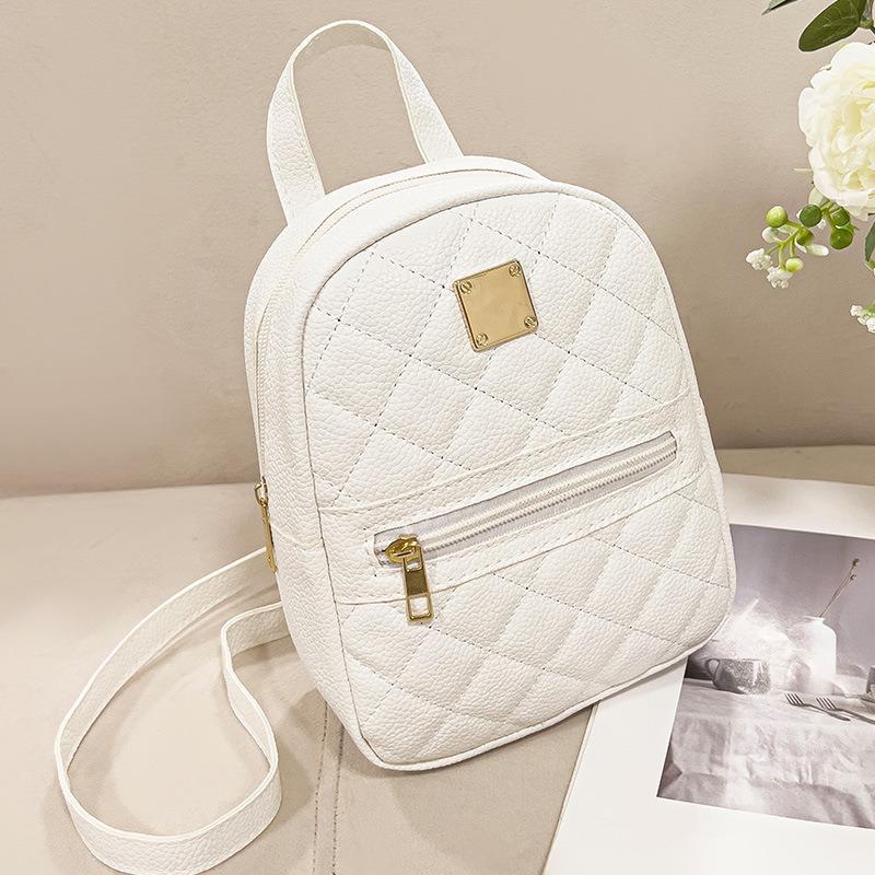 Diamond Lattice Embroidered Small Backpack Korean Small Schoolbag Women's Backpack