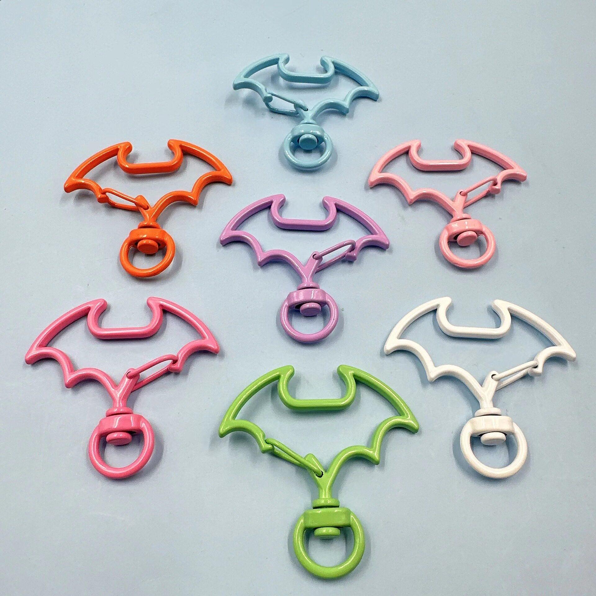 

Bat Shape Colorful Enamel Spring Keychain Clasps DIY Jewelry Making Findings Craft Supplies for Keyrings Bag Phone Strap Charms 5pcs