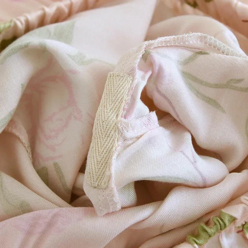 SpringSummer New Women Pajama Set Gongsatin Cotton Fabric Silk Viscose Fiber Silk Smooth High End Home Fur Two Piece Set