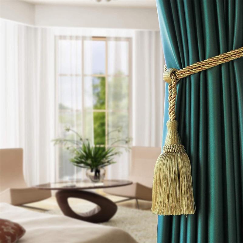 2 Stücke Quasten Vorhang Raffhalter Gold Hängende Kugel Geflecht Seil Holdback Fenster Drapieren Zimmer Zubehör Vorhänge Halter Schnalle