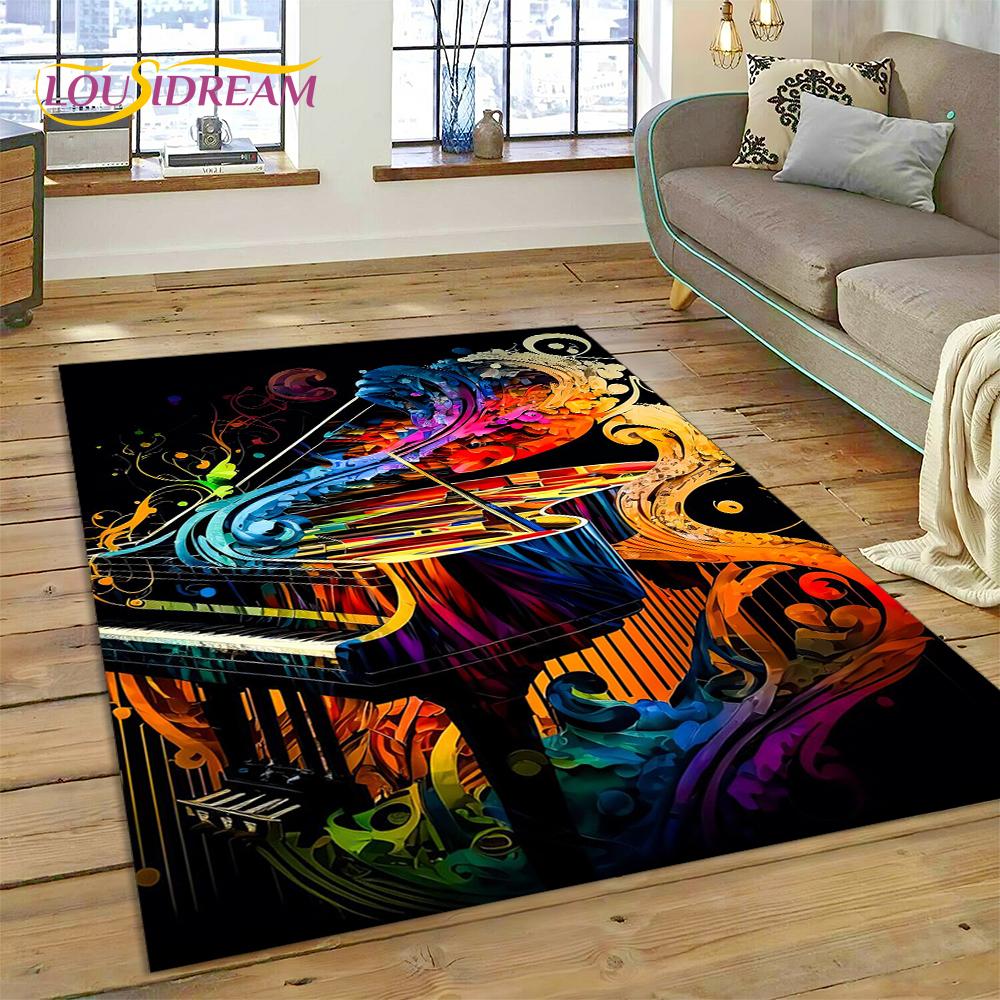 Dywan 3D z kreskówkowym instrumentem muzycznym w kształcie klawiszy pianina do domu, salonu, sypialni, pod sofę, wycieraczka, dekoracja, dywanik dla dzieci, mata podłogowa antypoślizgowa