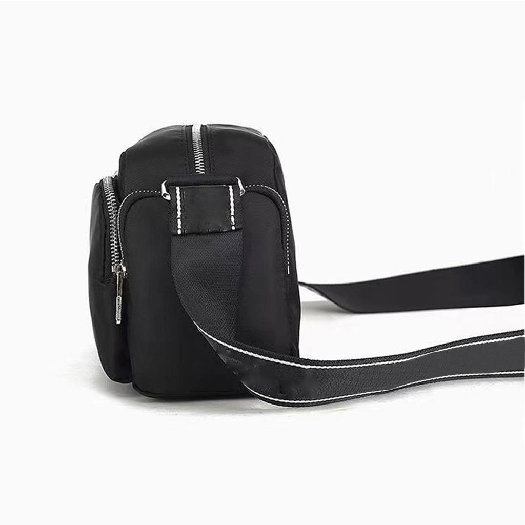 Nylon Fashionable Messenger Bag Women Casual Letter Print Adjustable Strap Shoulder Bag for Party Black Free Size