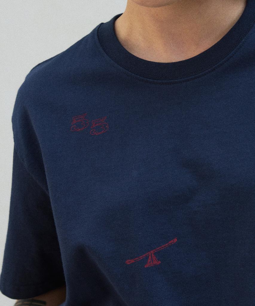 SLOWACID Washed Stamp Short Sleeve T-Shirt [Navy]