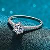 Korean Style Women's S925 Sterling Silver Six-Prong Diamond Ring, One Carat Fashionable Band