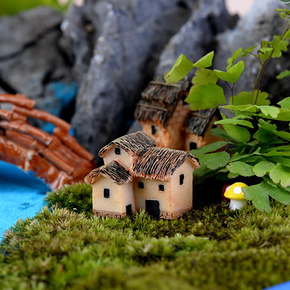 Micro Landscape Thatched Cottage House Creative Crafts Zakka Style Resin Miniature Garden Figurine
