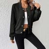 Women's Casual Long Sleeve Baseball Collar Button Front Jackets Outwear Coats