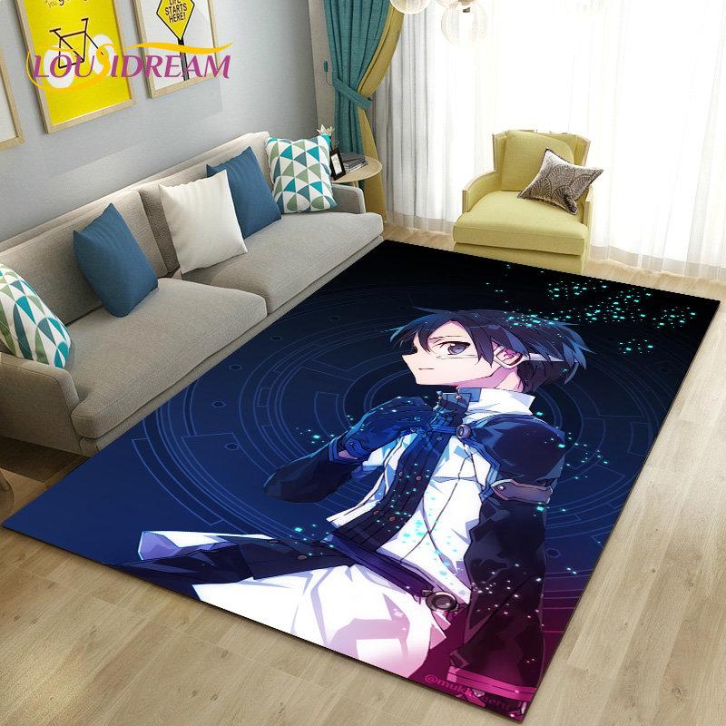 SAO Sword Art Online Anime Area Rug Large,Carpet Rug for Living Room Bedroom Sofa Doormat Decoration, Non-slip Floor Mat Cover