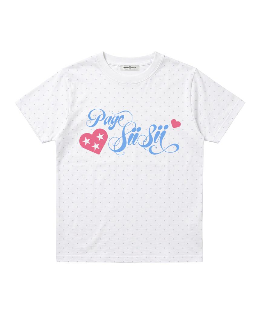 PAGESIISII Star Heart Lettering Print Dot Standard Fit Short Sleeve T-Shirt Pink