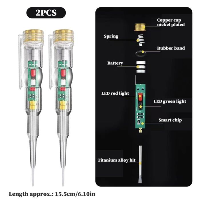 Testers de tension, 2pcs Testeur de tension stylo 24-250V Détecteur de tension de tournevis sans contact à haute sensibilité
