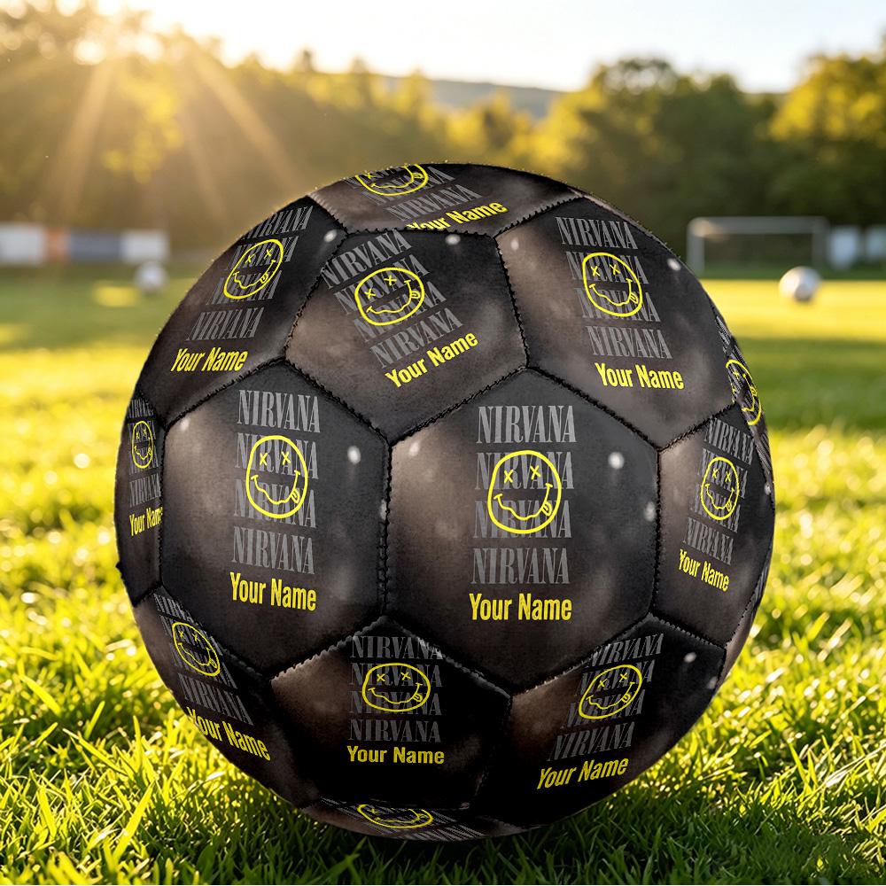Nirvana Size 5 Football, Custom Name Text Personalized Soccer Ball Sport Training Gift