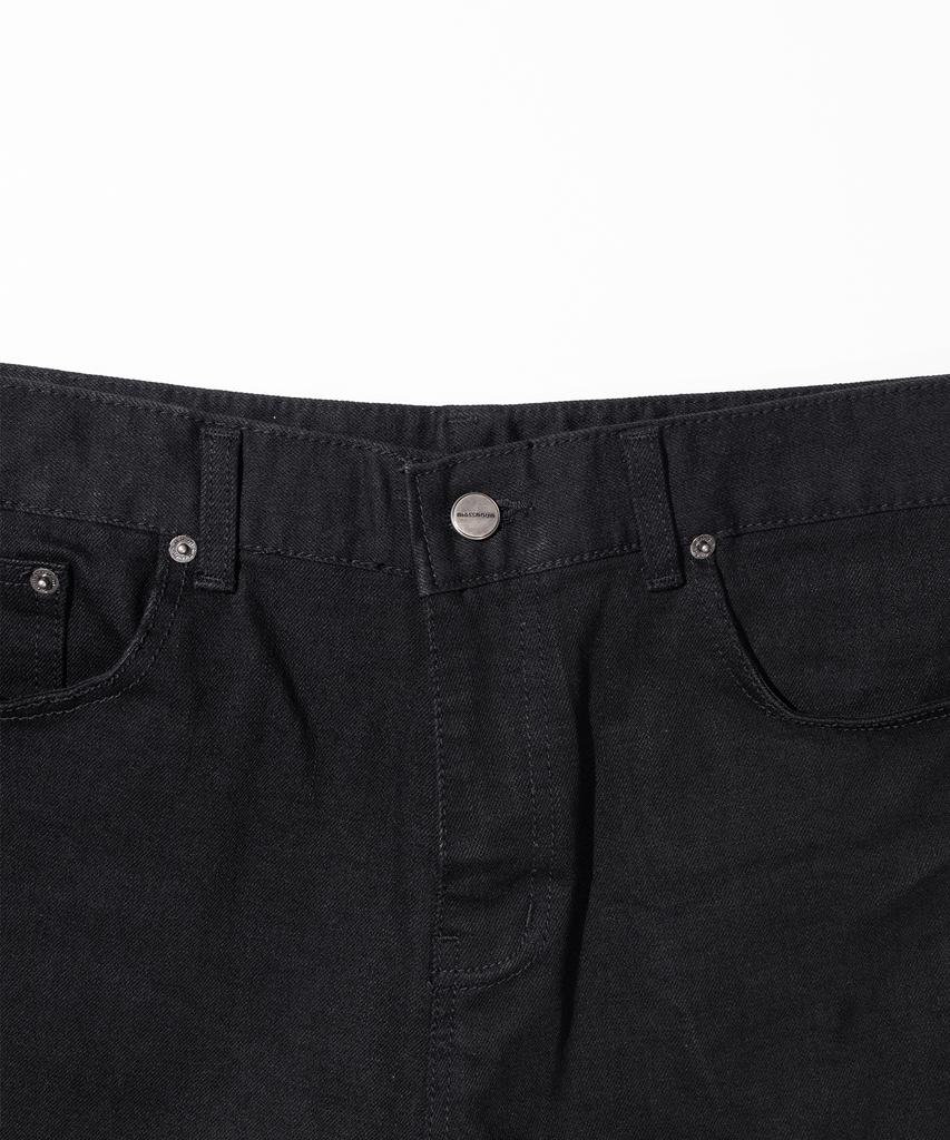 MASSNOUN Nor Wide Black Denim Shorts Msejp010-Bk