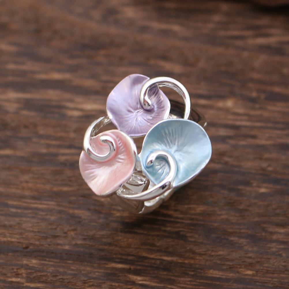 

Цветная живопись Масло Лепесток Эластичное кольцо Мода Премиум Женский Универсальный Цветок Сплав Бриллиант Elastic Adjustable