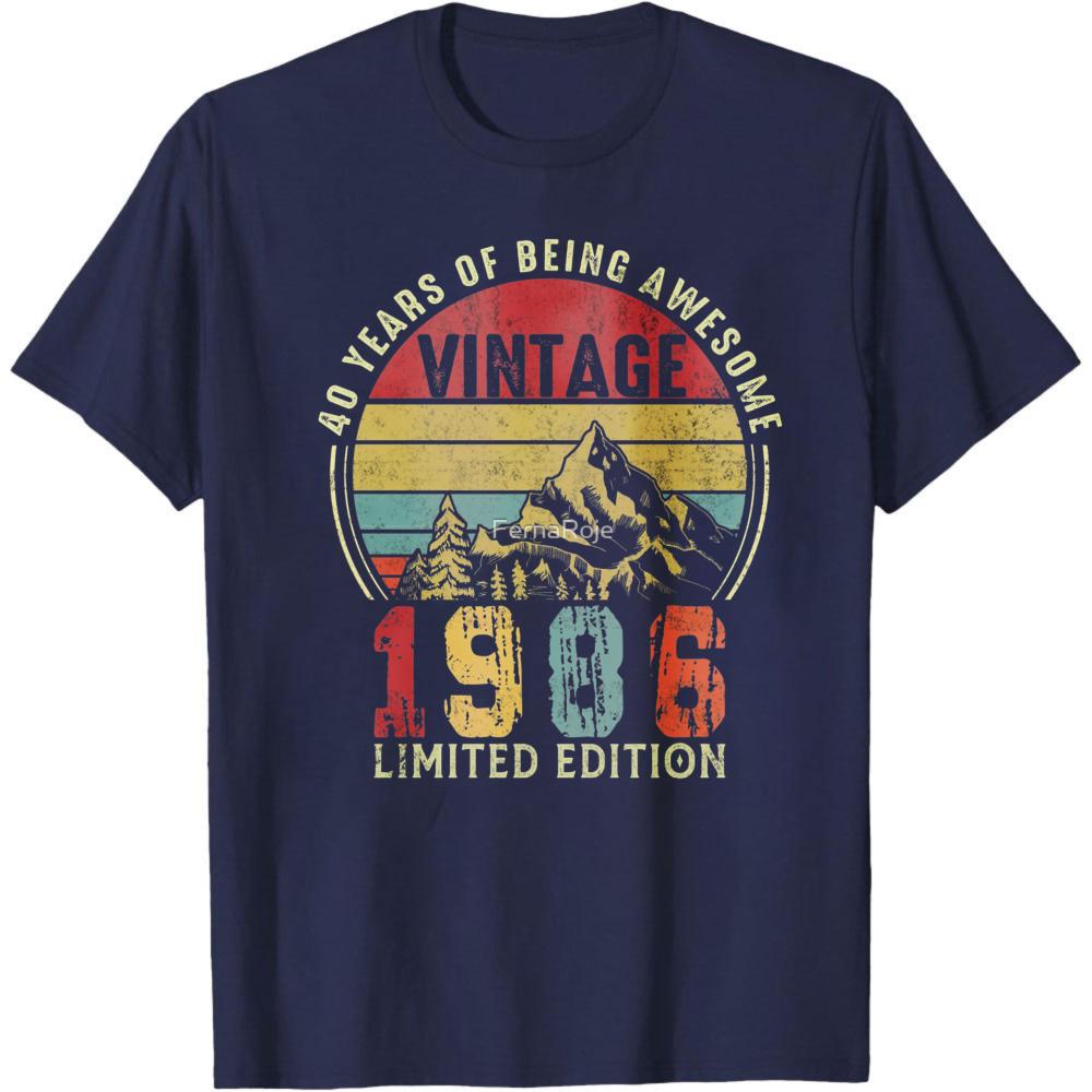 Vintage 1986 40 Years Of Being Awesome Limited Edition Summer Men TShirt Retro Style Birthday Gift For Men 1986 Born Party Wear