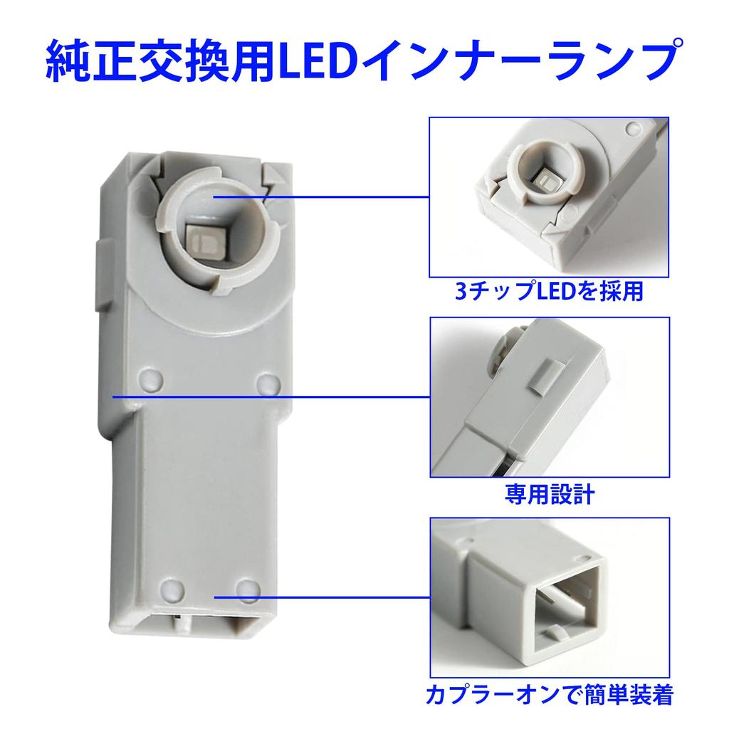LIKENNY Genuine Replacement LED Inner Lamp, Set of 2, Footlamp, SMD-LED, 3 Chips, Car