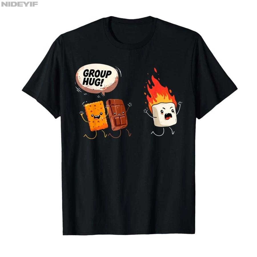 Camping Group Hug Smores Marshmallow Campfire Humor Tshirt For Men Women 100 Cotton T Shirts Short Sleeve Tops 04202 S