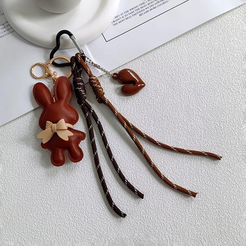 Bag Charm New PU Leather Bunny Decoration Key Holders Hanging Charm Solid Bag Pendant Accessories Gift