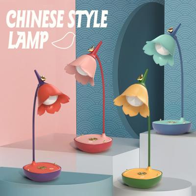 Lámpara de Escritorio con Pantalla en Forma de Flor, Temperatura de Color de 3 Niveles, Interruptor Táctil, Luz LED Suave, Protección Ocular, Ajustable 360 Grados, Alimentada por USB, para Lectura