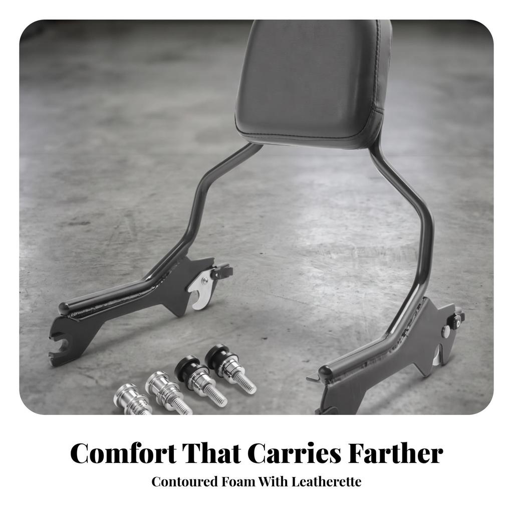 Motorcycle Backrest with Pad Sturdy Passenger Metal Frame