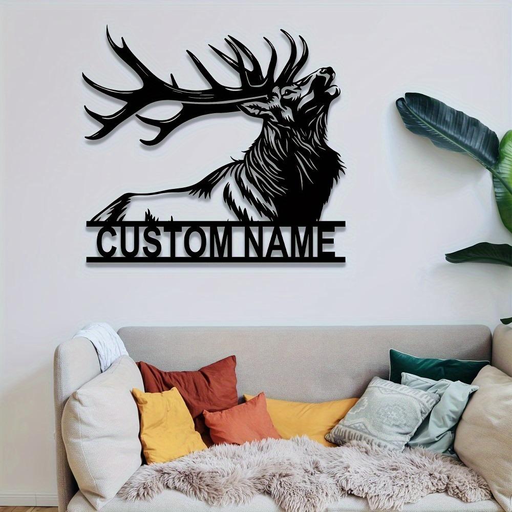 Metal Reindeer Wall Art, Black Iron Silhouette, Adhesive Decorative Sculpture, Indoor Hanging Sign, Home Decor
