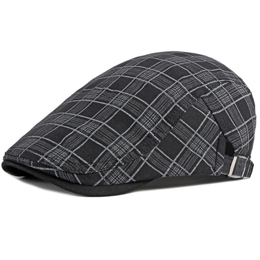 

HT3013 Berets for Men Women Vintage Plaid Artist Painter Beret Hat Male Female Ivy Flat Cap Spring Summer Adjustable Beret Caps 55-60cm Adjustable чорний