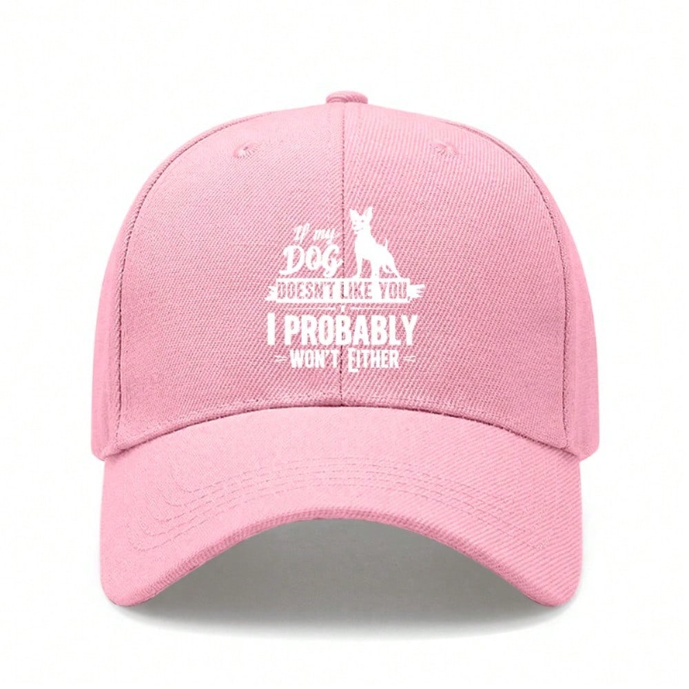 [Dog Lover Baseball Cap] Cream Letter Print Polyester Adjustable Breathable Casual Outdoor Sports Baseball Hat For Men Women