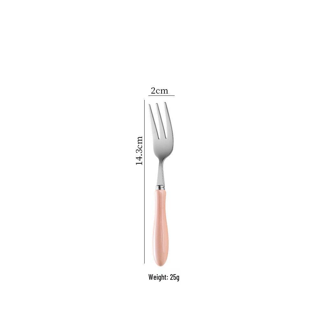 Macron High-End Ceramic Handle 304 Stainless Steel Cutlery Set: Round Spoon & Fork