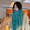New Warm Winter Cashmere Scarf Soft Mohair Long Tassel Scarves Thickened Solid Color Shawl Wrap Women