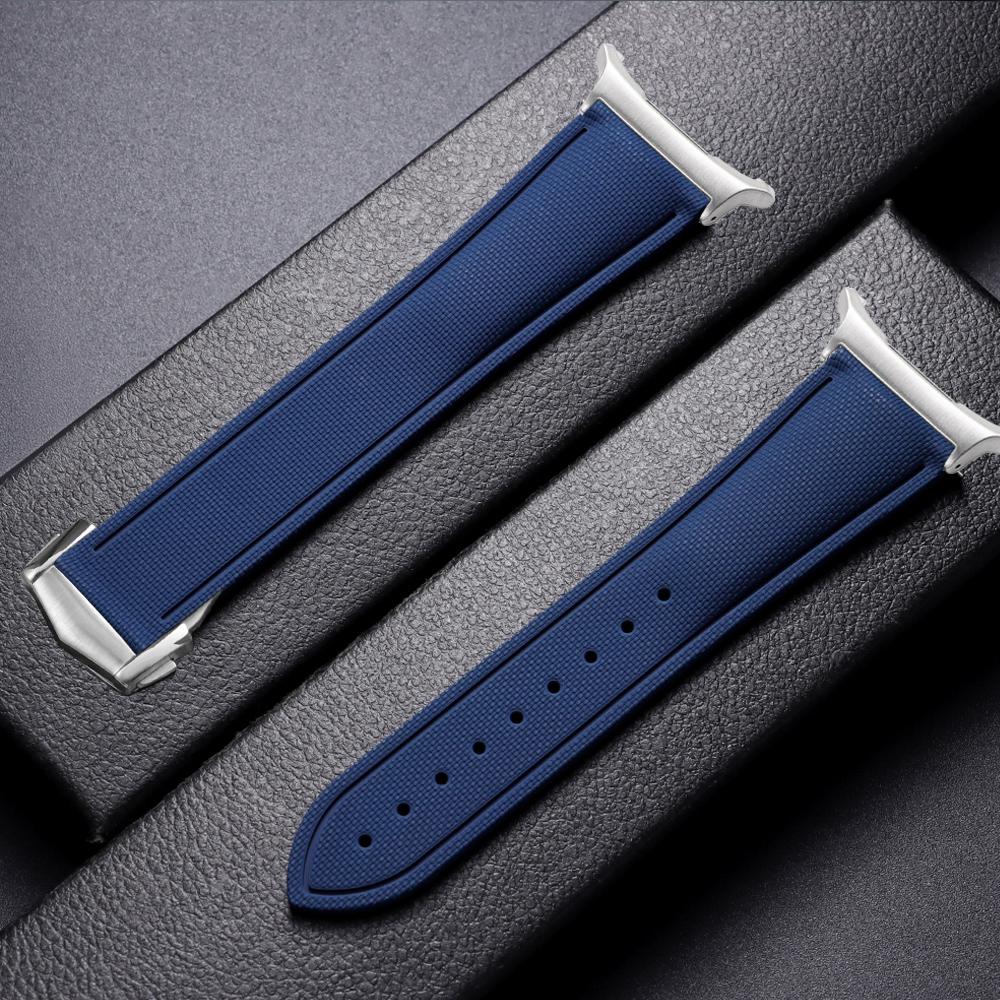 FKM Rubber Watch Strap for Samsung Galaxy Watch Ultra 47mm Bracelet for Galaxy Watch 7 47mm No Gap Wrist Band for Women Men Band