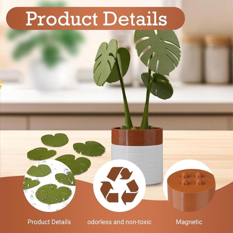 3D Printed Plant Coasters Magnetic Monstera Designs For Desktop Protections And Decoration Waterproof Kitchen Accessory