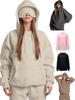 Felpa a tinta unita oversize Autunno Inverno Streetwear Uomo Donna Pullover